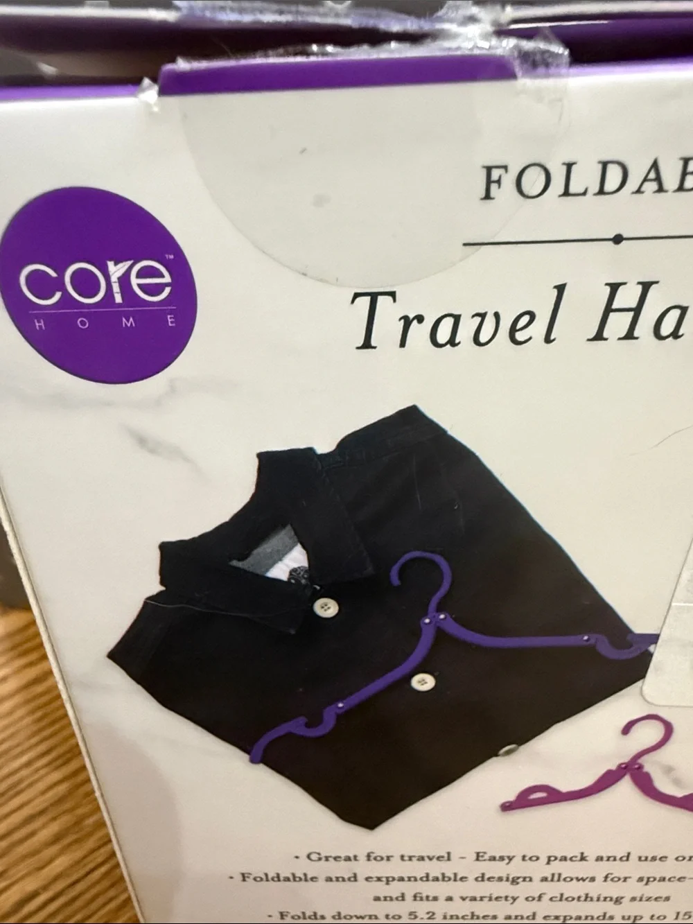 Core Home Foldable Travel Hangers - Purple & Pink, 10 Pack New in Box